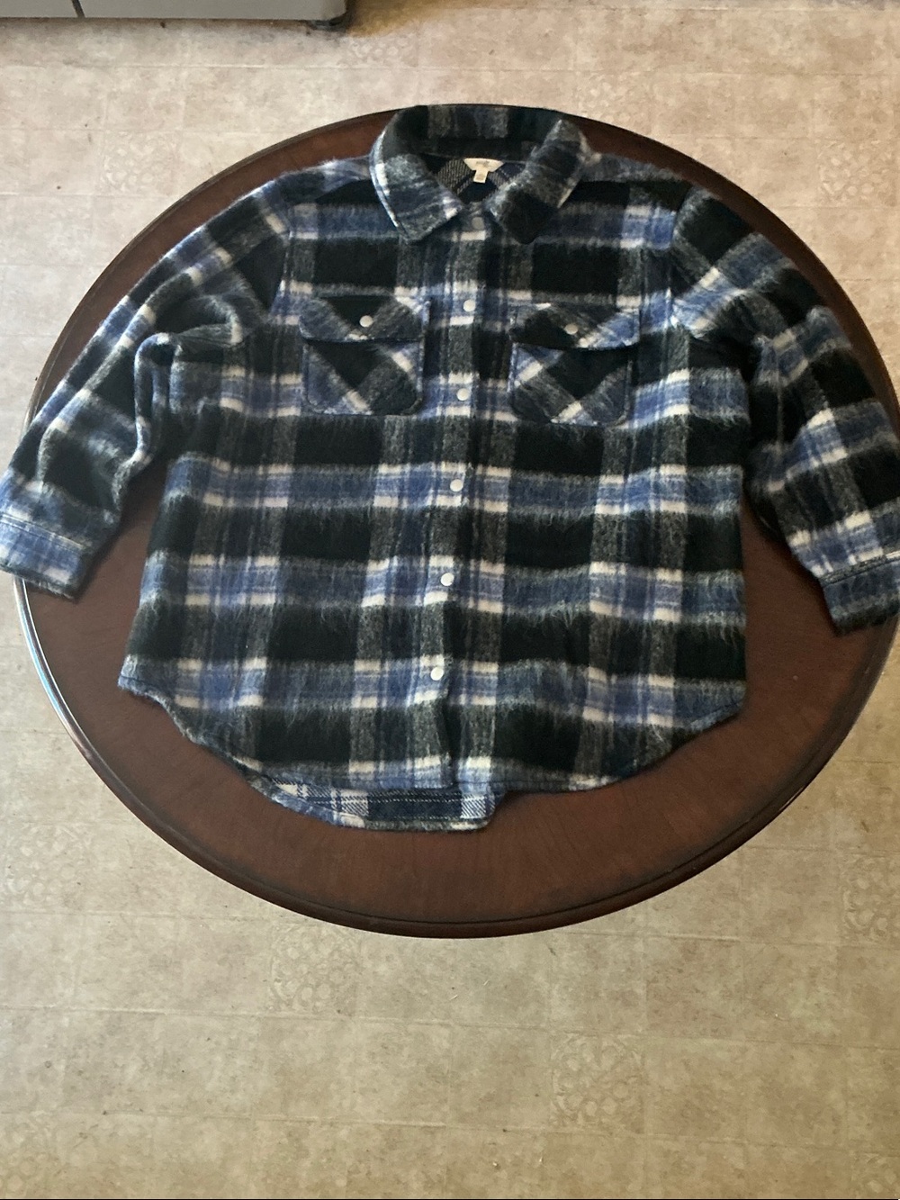 Terra & Sky - Black and Blue Button-Down Wool Sweater